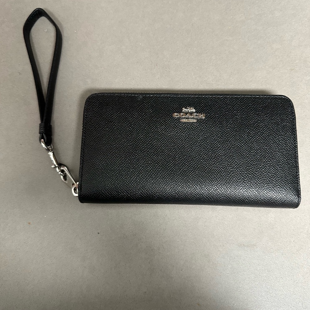 Coach black large wristlet wallet